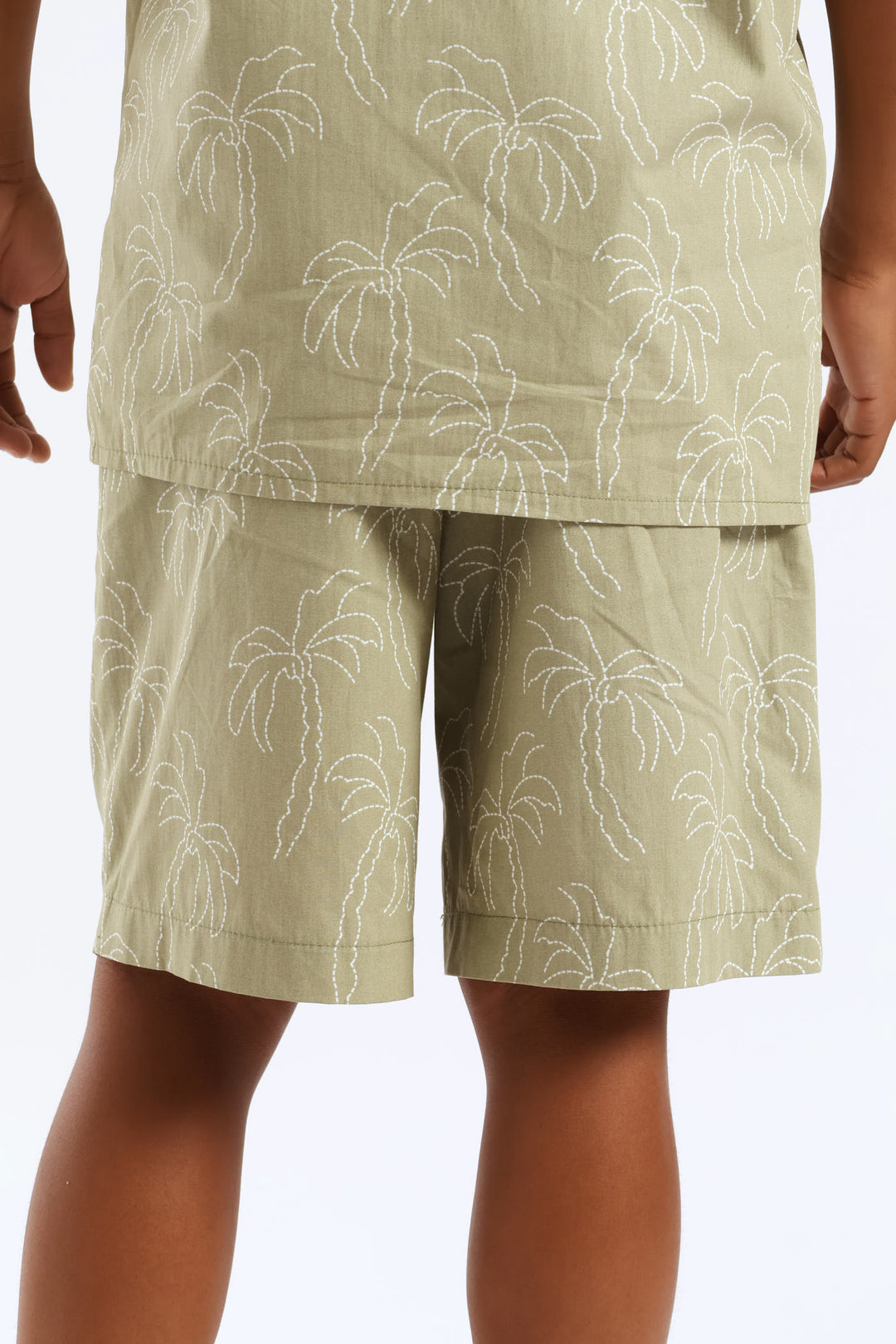 Boys Palm Print Short - Olive