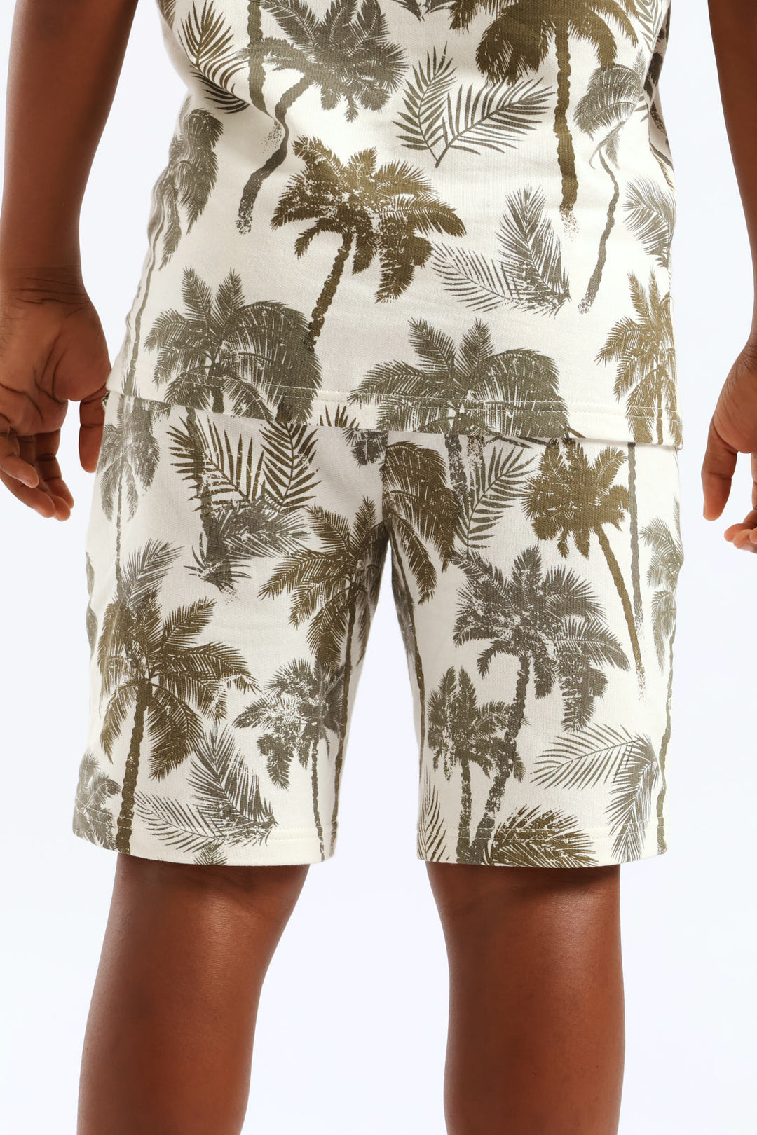 Boys Palm Print Fleece Short - Multi