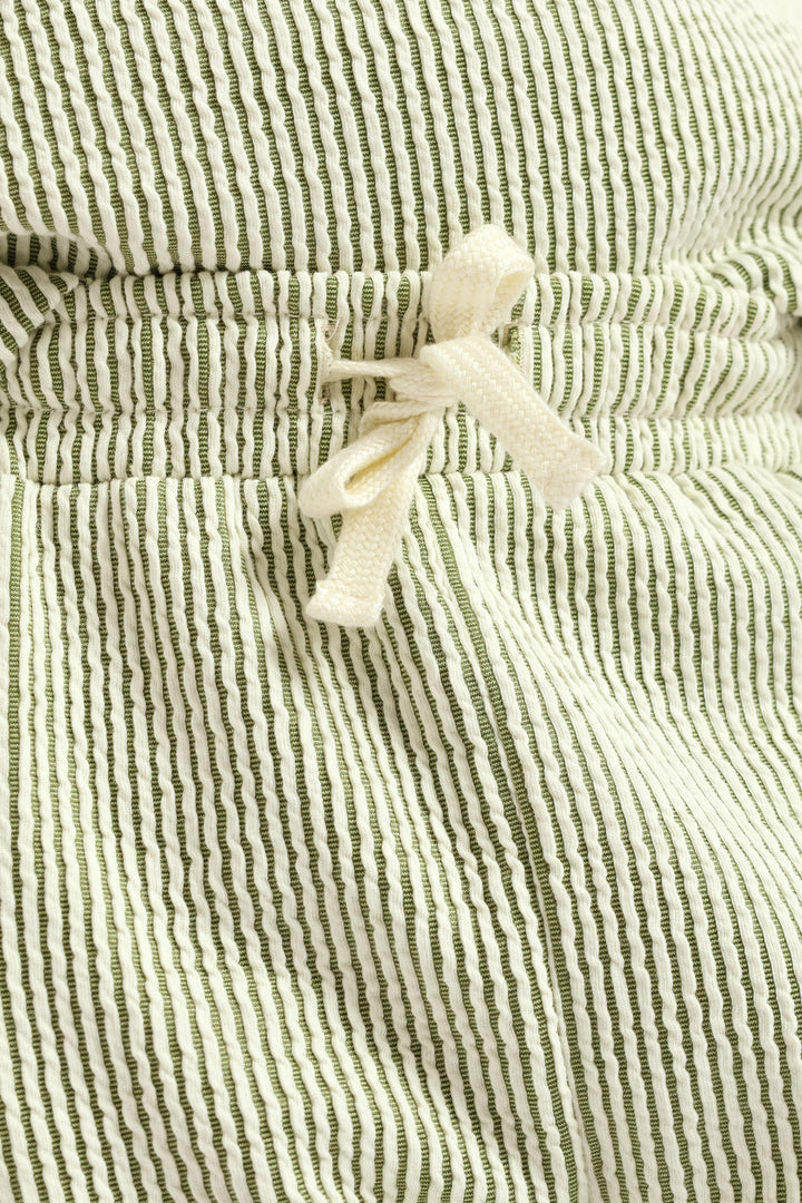 Boys Stripe Seersucker Textured Short - Olive