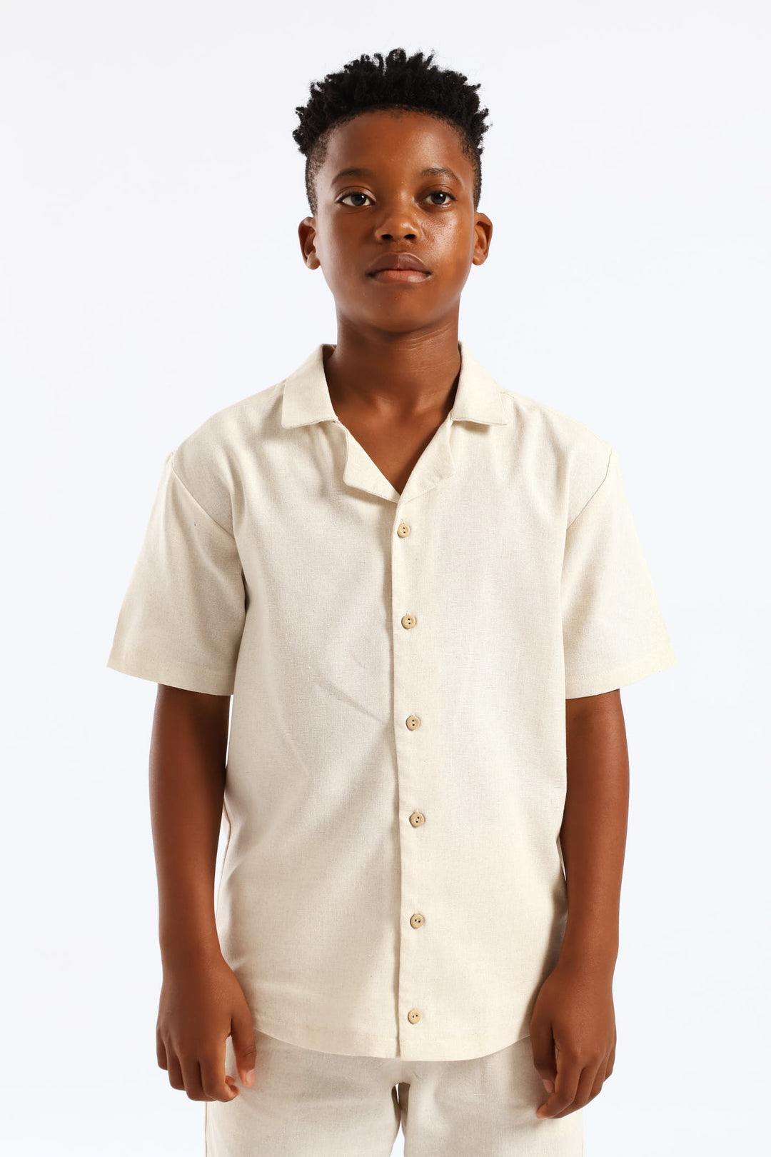 Boys Linen Blend Shirt - Natural