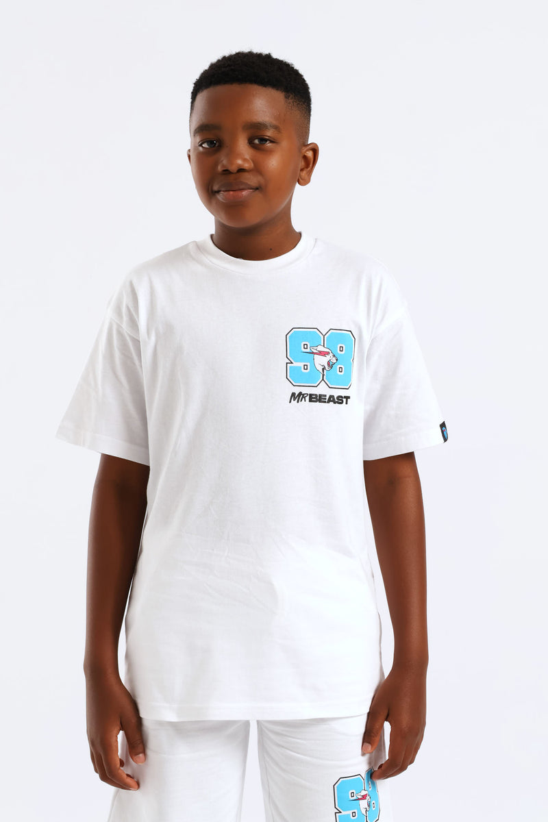 Boys Mr Beast Oversized Tweet T-Shirt - White