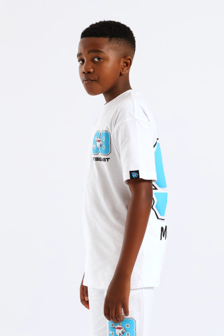Boys Mr Beast Oversized Tweet T-Shirt - White