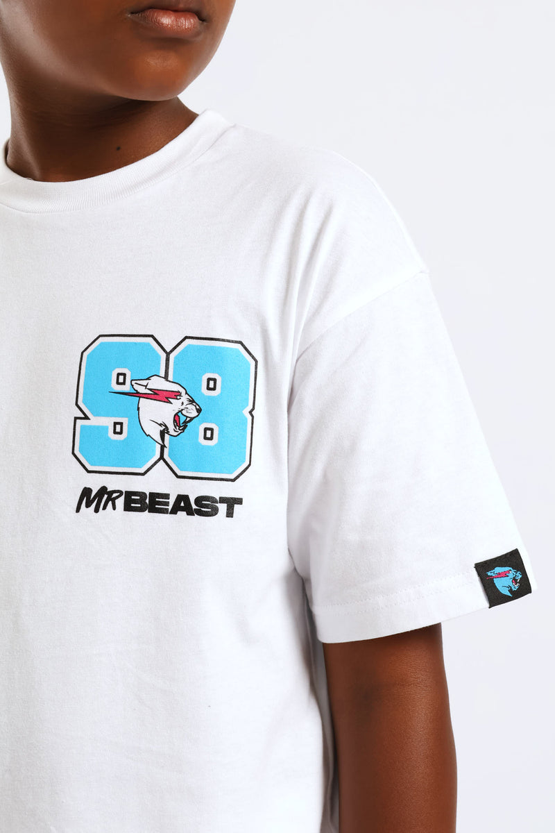 Boys Mr Beast Oversized Tweet T-Shirt - White