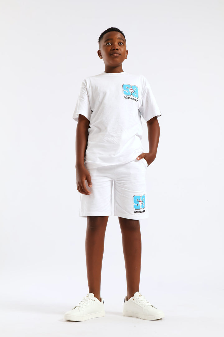 Boys Mr Beast Oversized Tweet T-Shirt - White