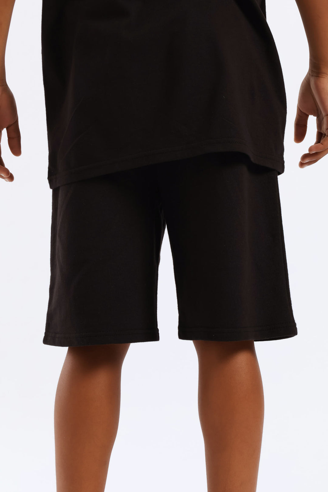 Boys Silcone Print Fleece Short - Black