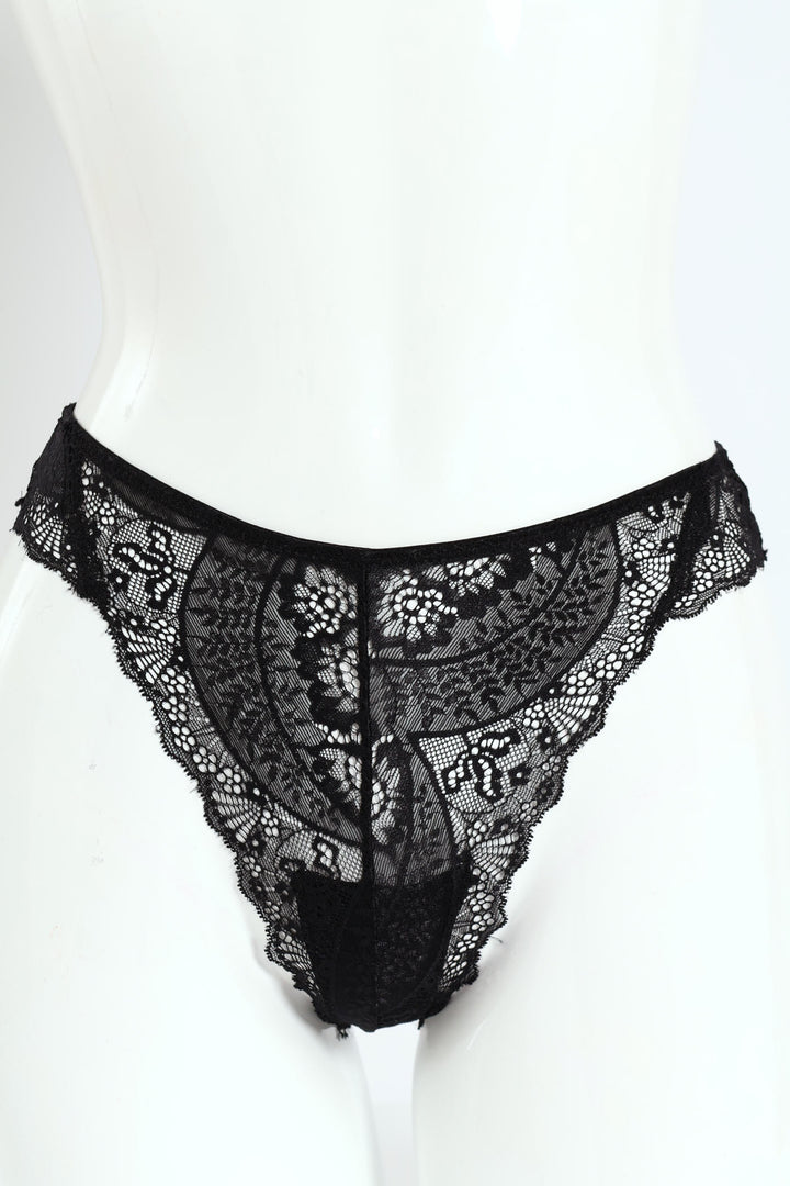 3 Pack Lace Built Up G-String Panties - Rose/Rhubarb/Black