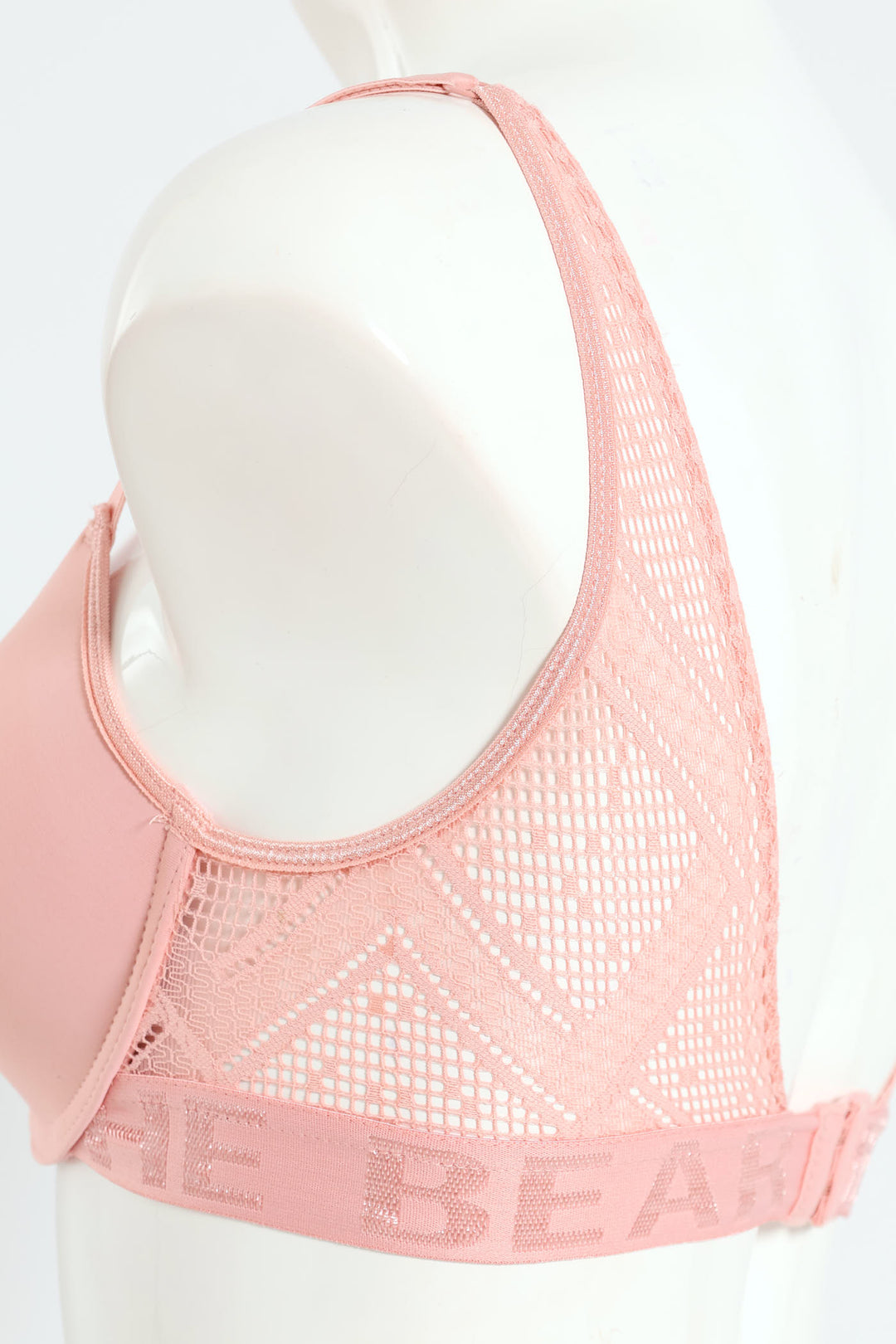 Lacey Padded Underwire Bra With Jaquard Elastic Band - Pink