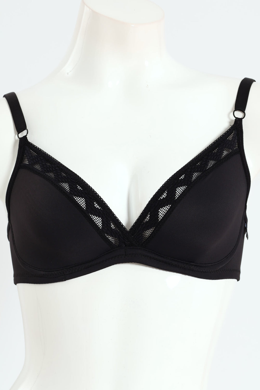 Microfibre & Lace Full Figure Underwire Bra - Black