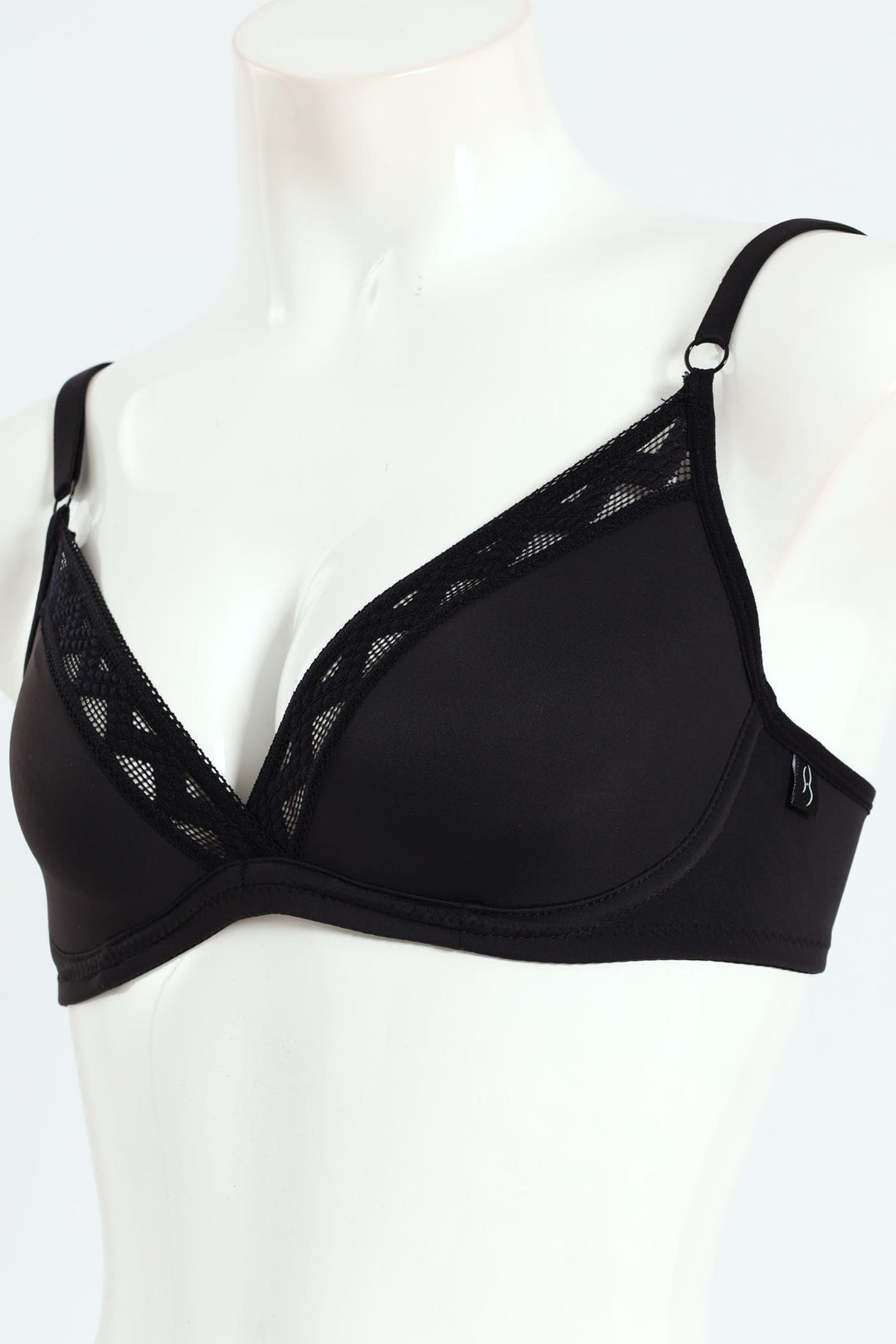 Microfibre & Lace Full Figure Underwire Bra - Black