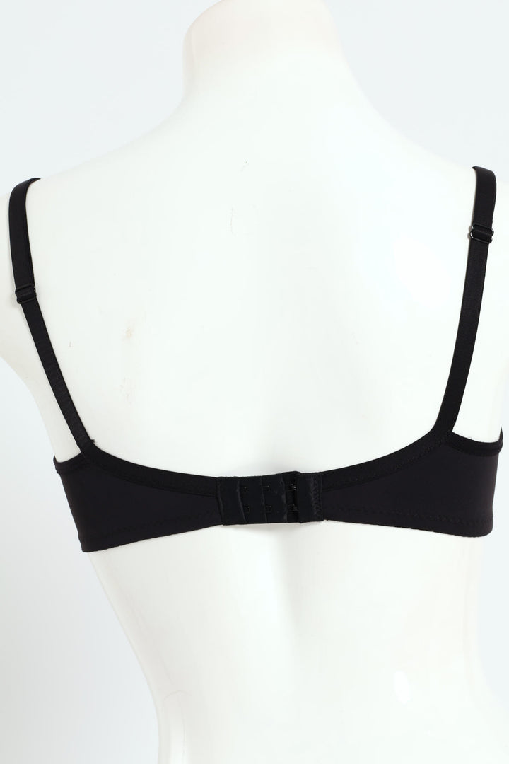 Microfibre & Lace Full Figure Underwire Bra - Black