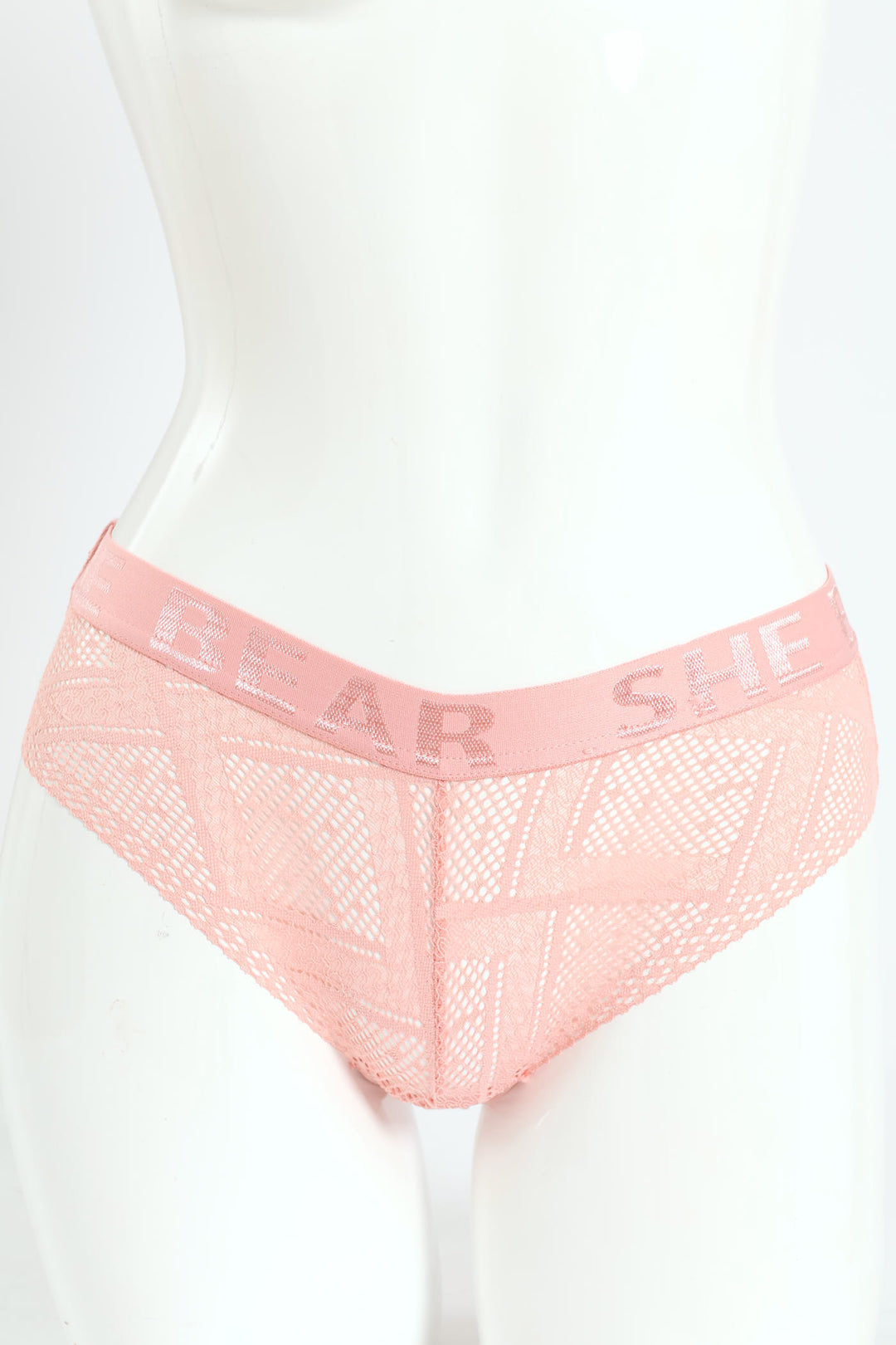 Active Lace Bikini Panties With Jacquard Elastic Band - Pink