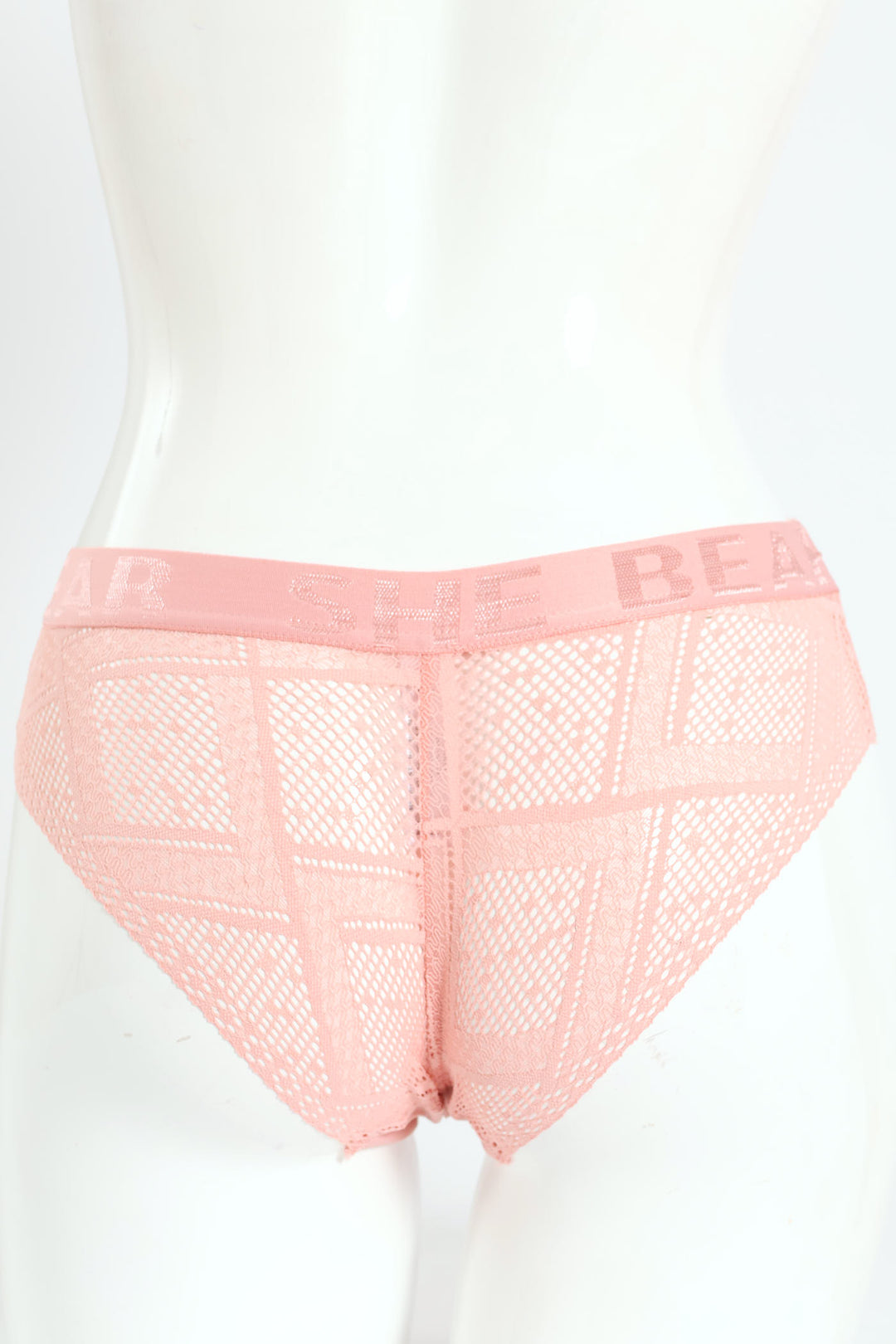 Active Lace Bikini Panties With Jacquard Elastic Band - Pink