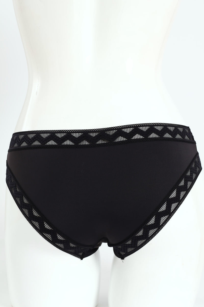 Microfibre Lace Bikini Panties - Black