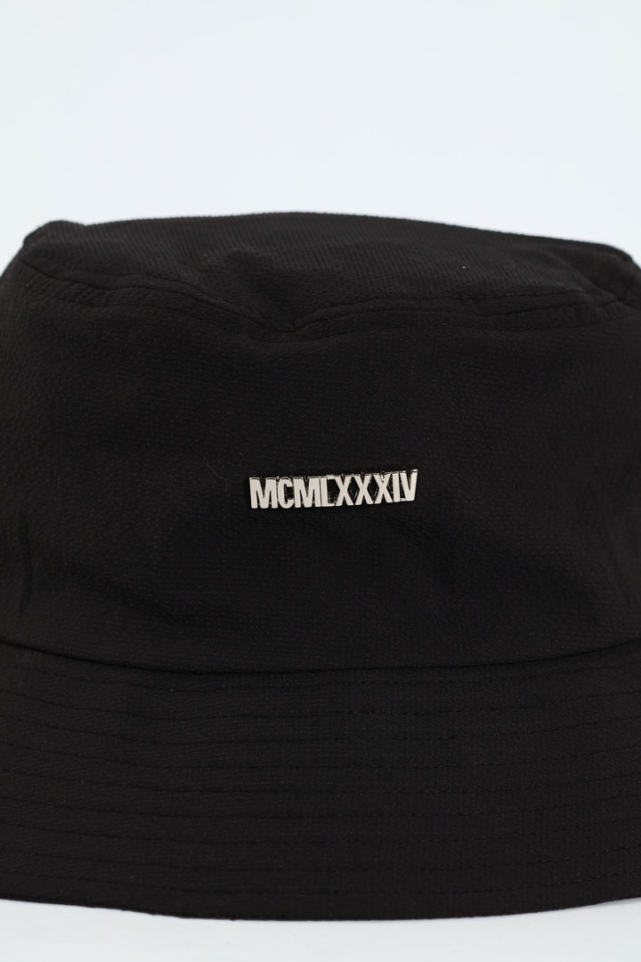 Metallic Charm Bucket Hat - Black