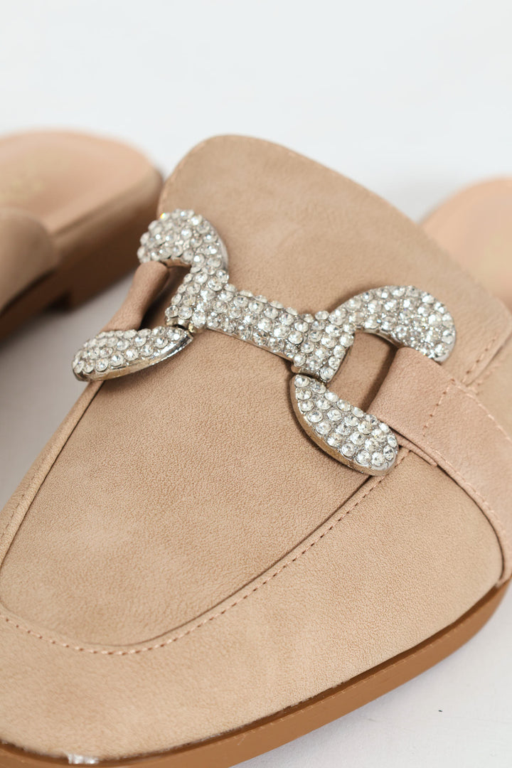 Baylee 2 Jewelled Mule Slip On - Nude
