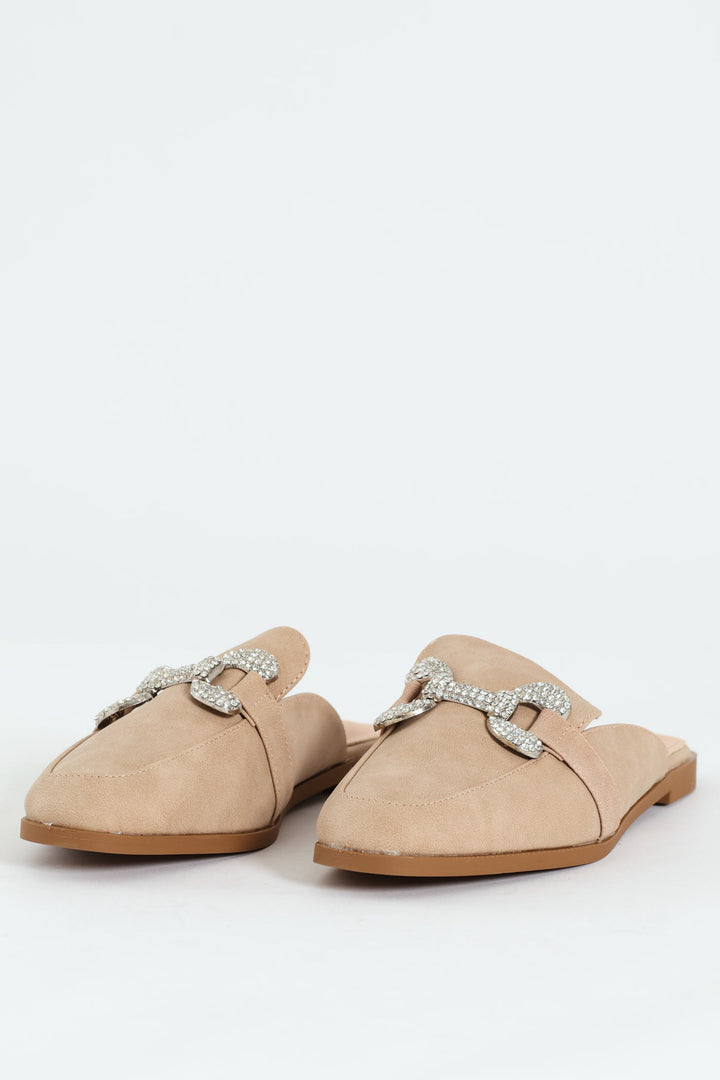 Baylee 2 Jewelled Mule Slip On - Nude