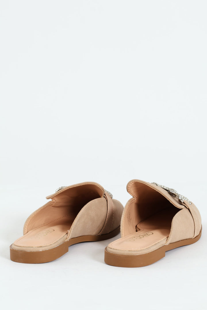 Baylee 2 Jewelled Mule Slip On - Nude