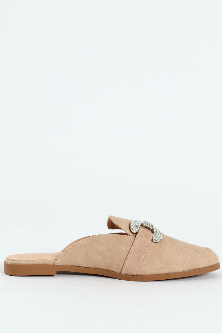Baylee 2 Jewelled Mule Slip On - Nude
