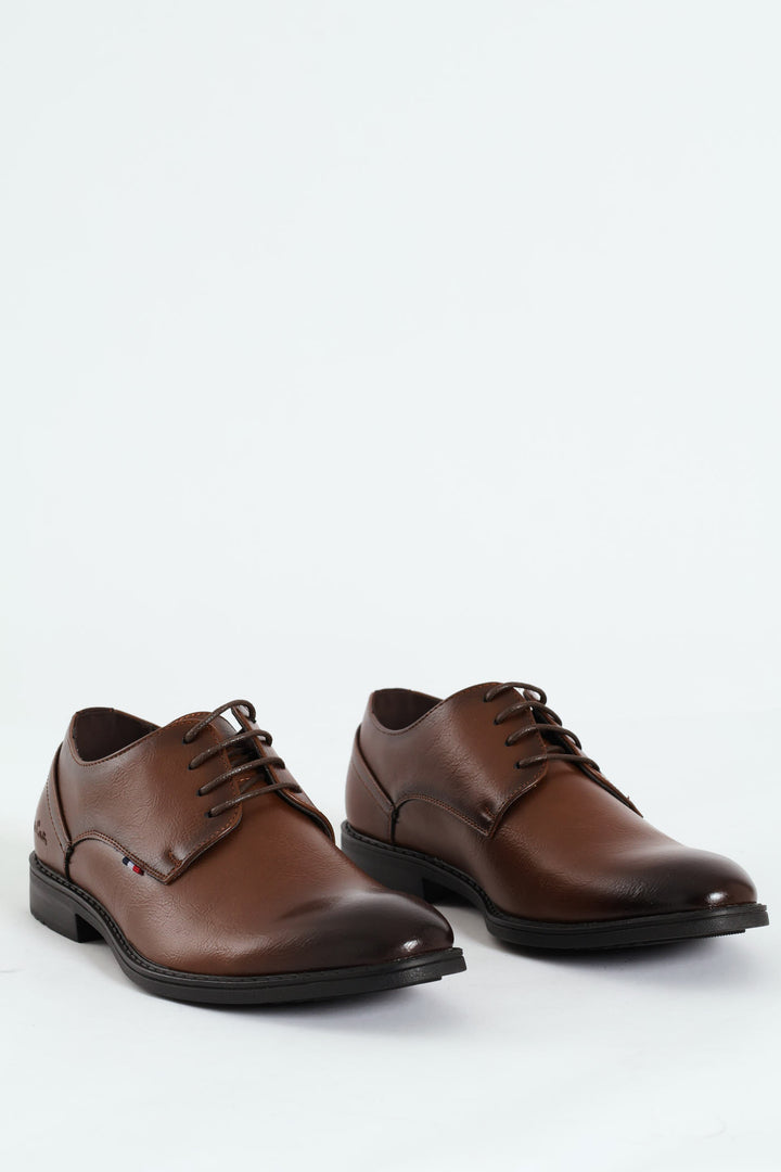 Basic Shadow Spray Lace Up Derby Shoe - Brown