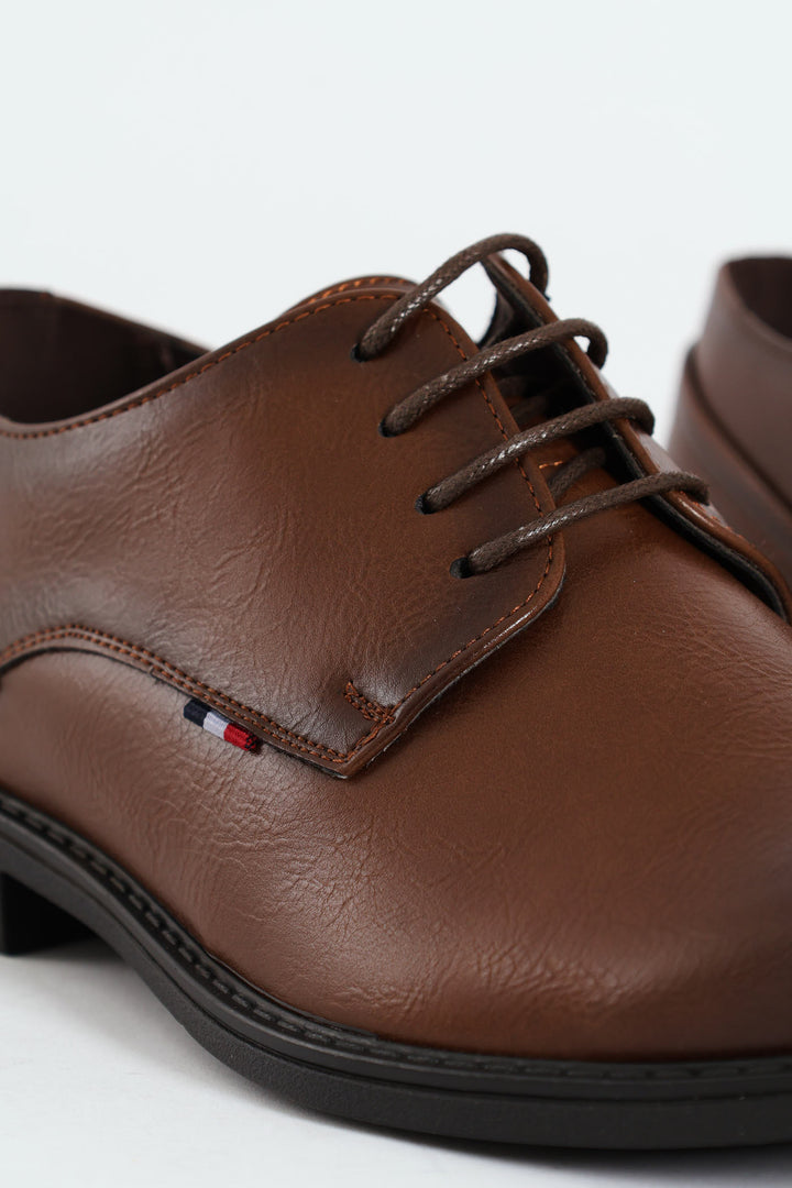 Basic Shadow Spray Lace Up Derby Shoe - Brown