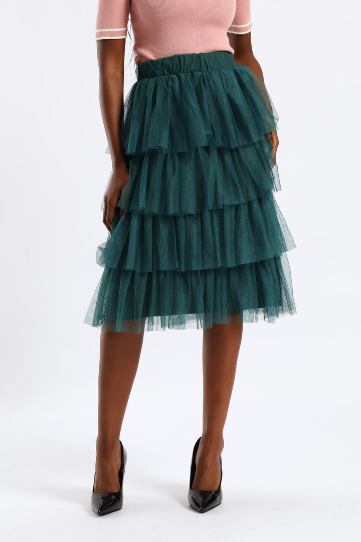 Rara Tiered Midi Skirt - Emerald