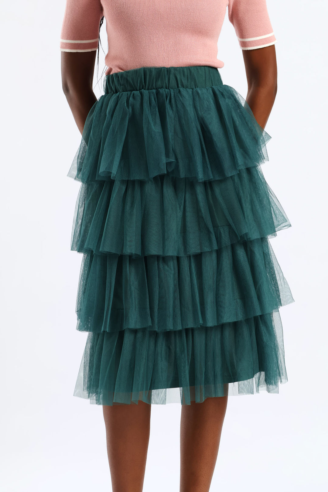 Rara Tiered Midi Skirt - Emerald
