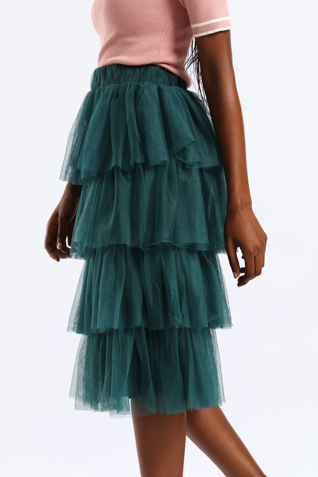 Rara Tiered Midi Skirt - Emerald