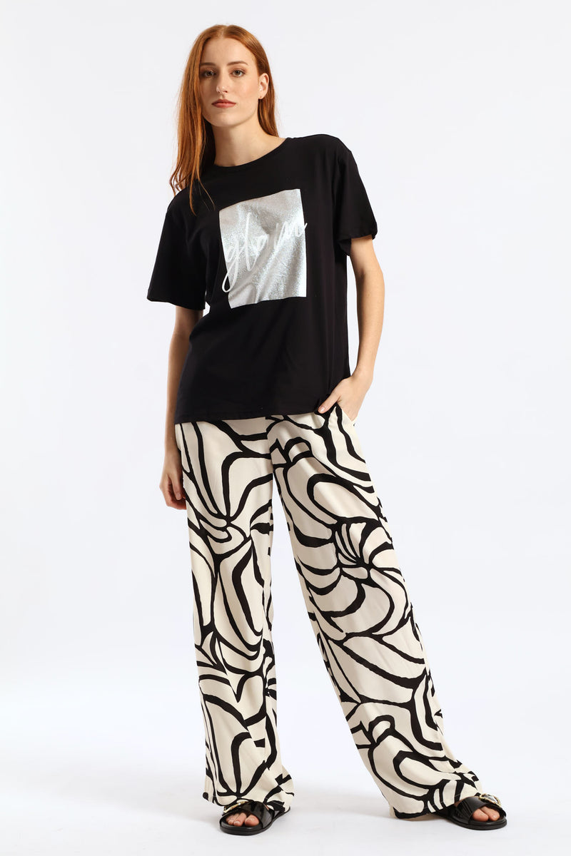 Glam Foil Square Tee - Black