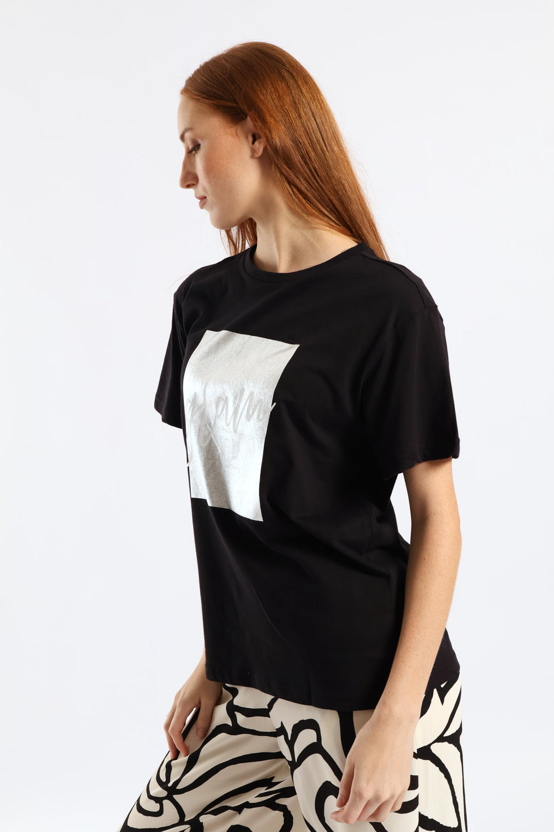 Glam Foil Square Tee - Black