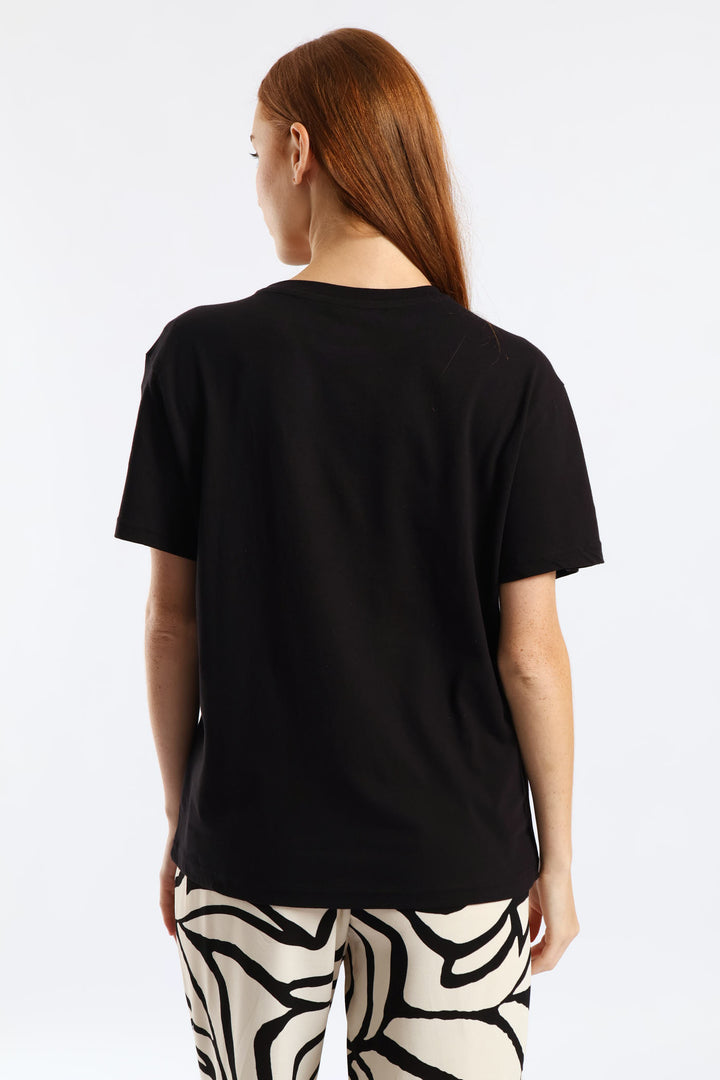 Glam Foil Square Tee - Black