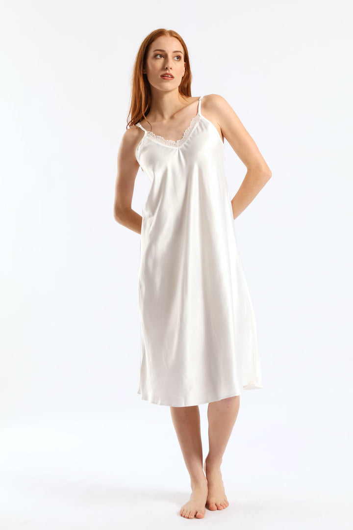 Long Length Chemise Set - White
