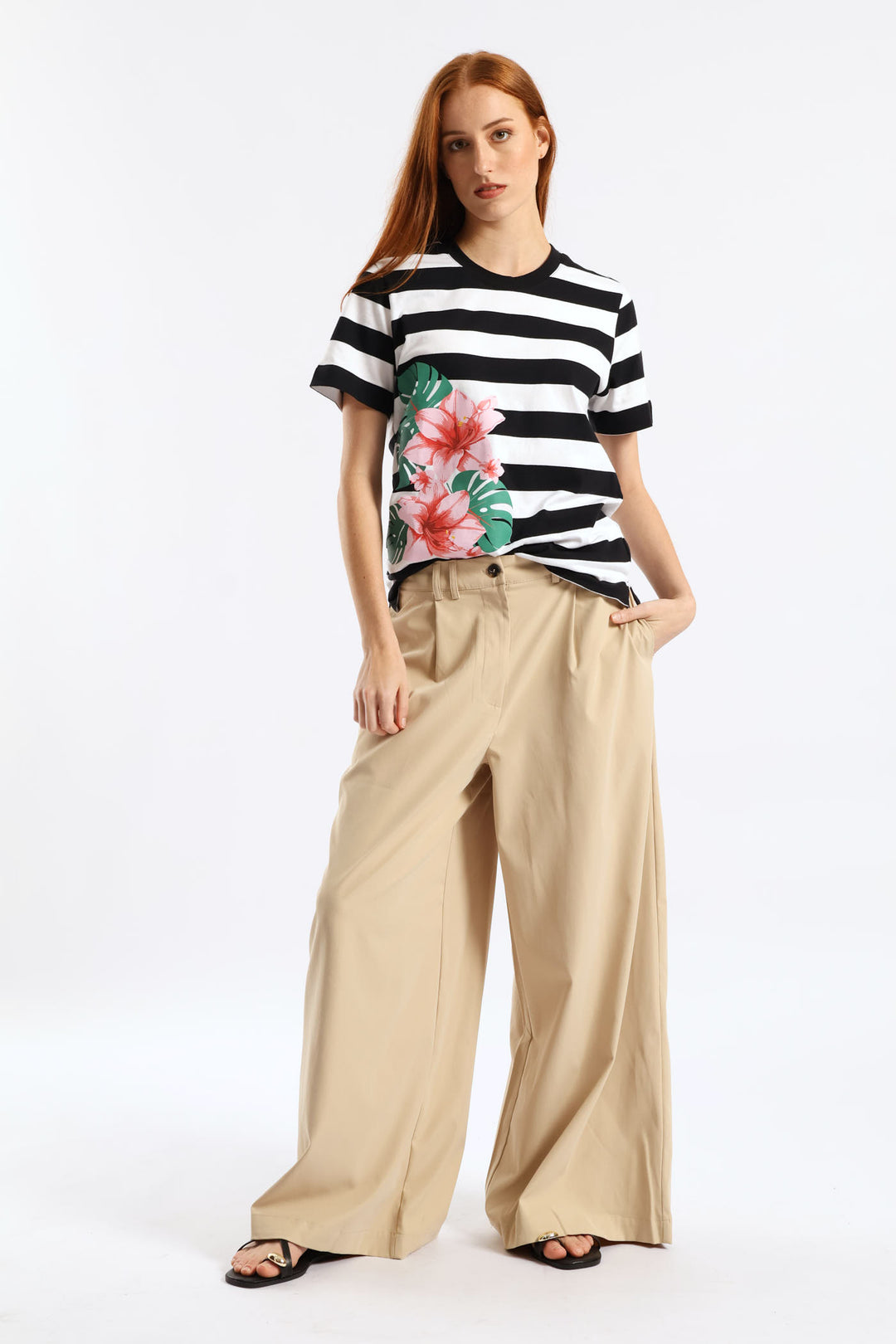 Pleat Detail Chino Palazzo Trouser - Light Stone