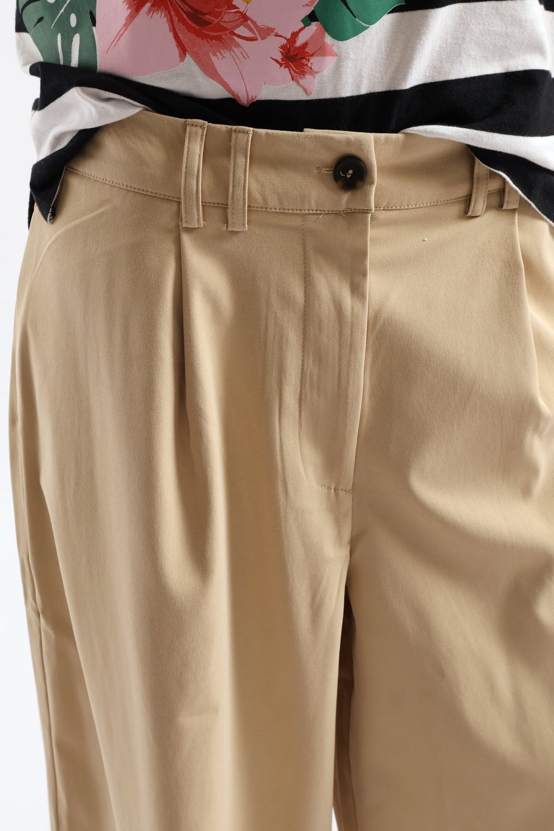 Pleat Detail Chino Palazzo Trouser - Light Stone