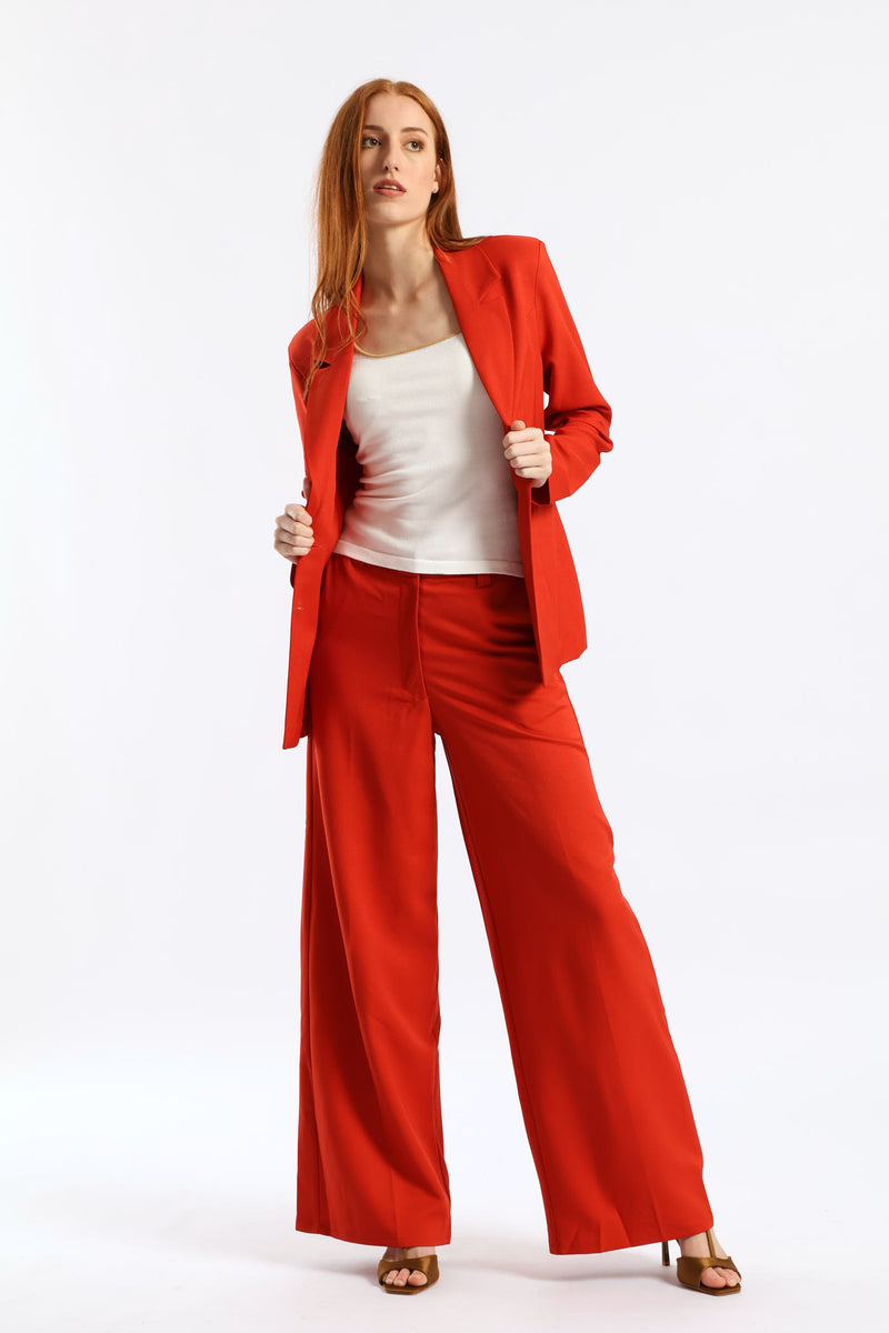 Double Belt Loop Wide Leg Pant - Burnt Orange