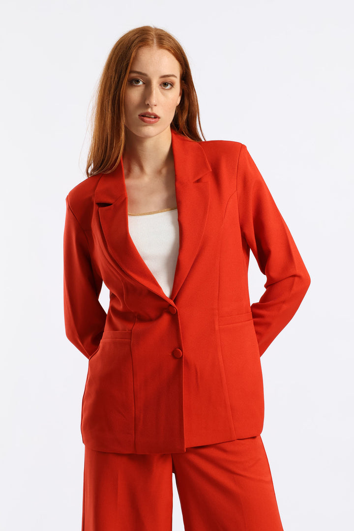 Darted Double Button Blazer - Burnt Orange