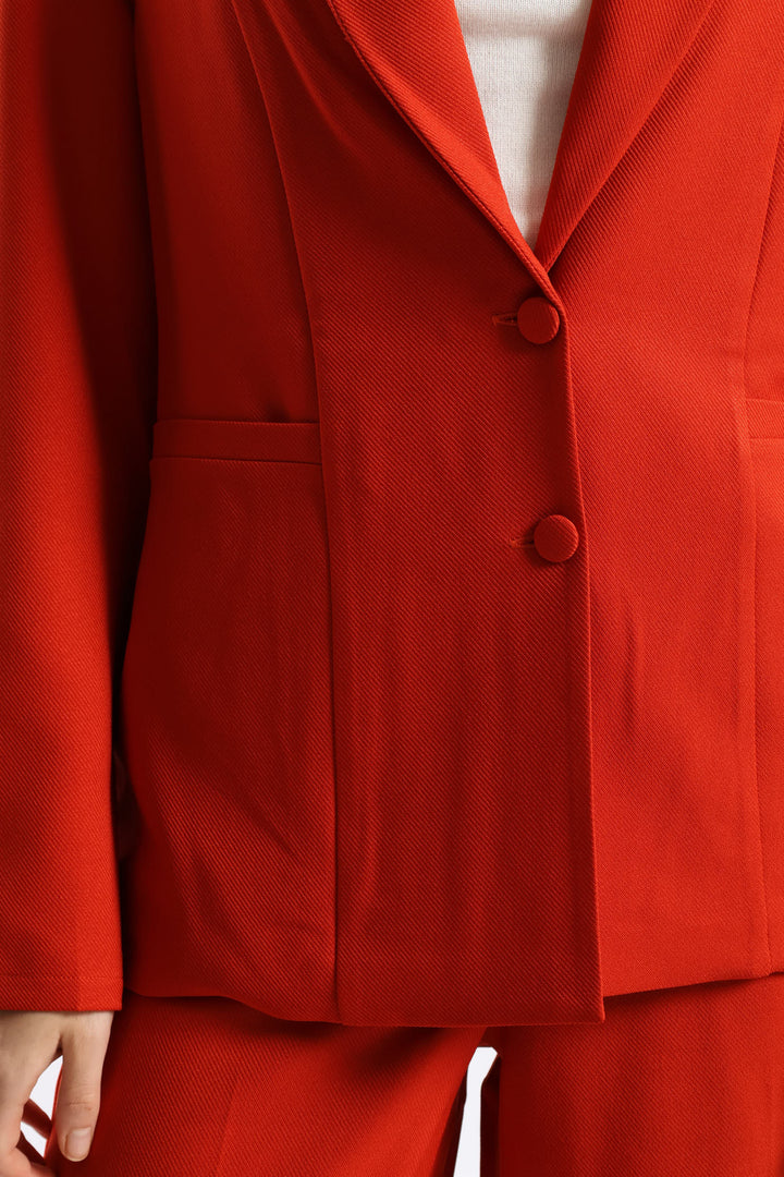 Darted Double Button Blazer - Burnt Orange