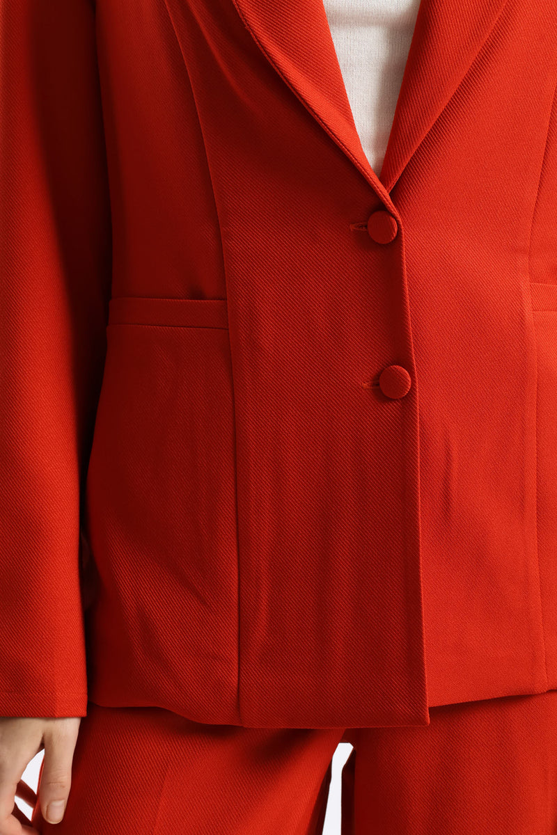 Darted Double Button Blazer - Burnt Orange