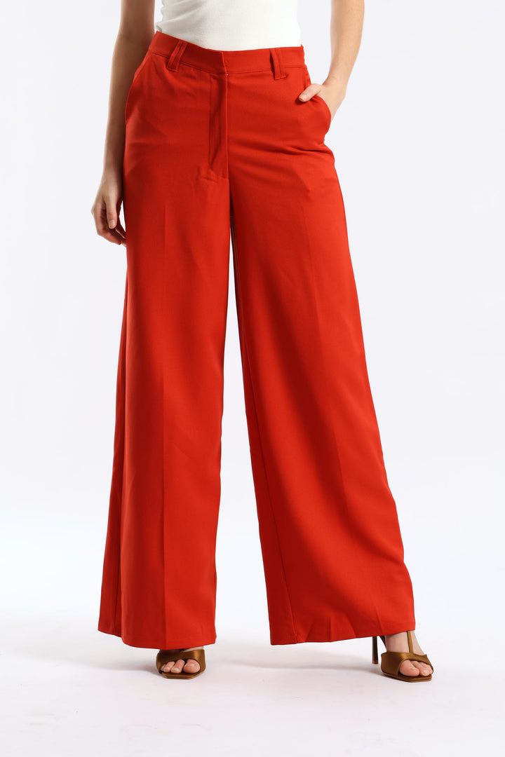 Double Belt Loop Wide Leg Pant - Burnt Orange