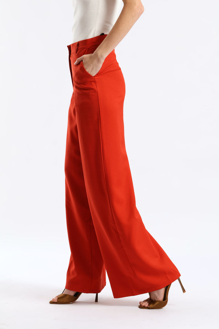 Double Belt Loop Wide Leg Pant - Burnt Orange