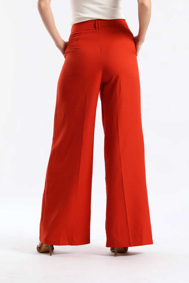 Double Belt Loop Wide Leg Pant - Burnt Orange