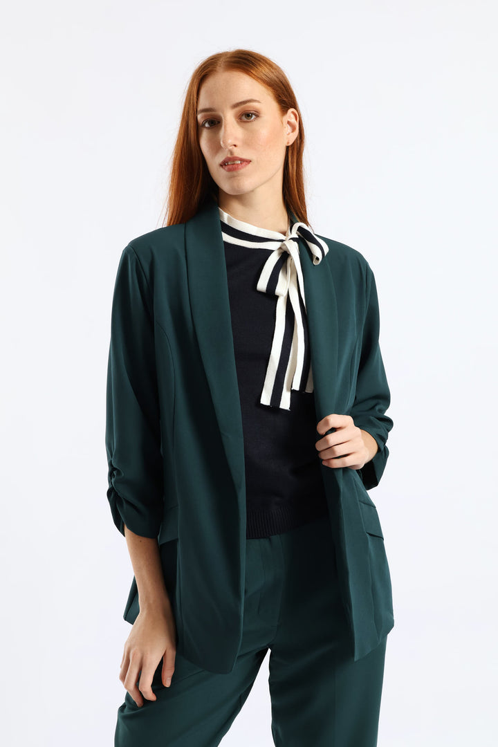 Gauged Sleeve Blazer - Bottle