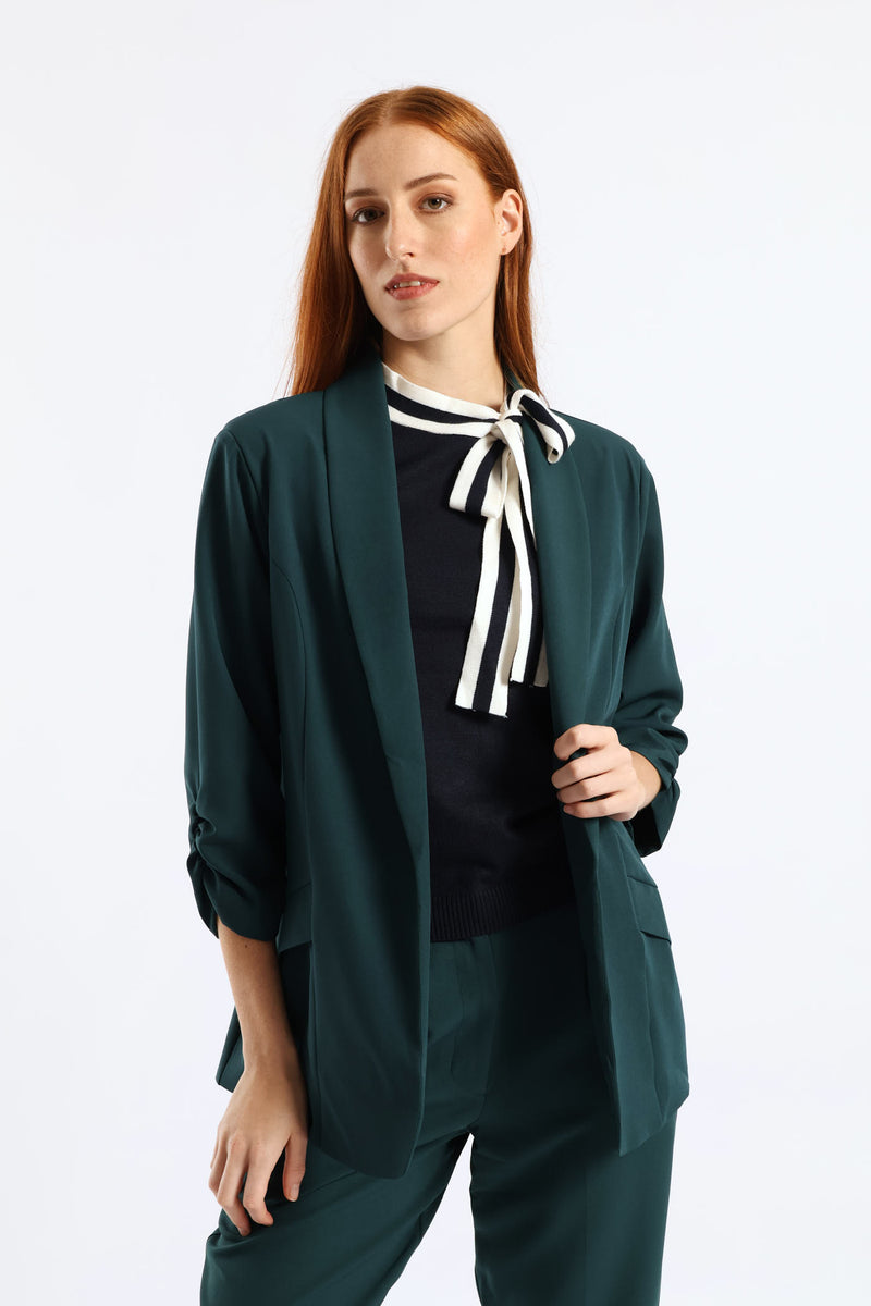 Gauged Sleeve Blazer - Bottle