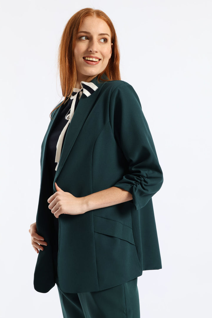 Gauged Sleeve Blazer - Bottle