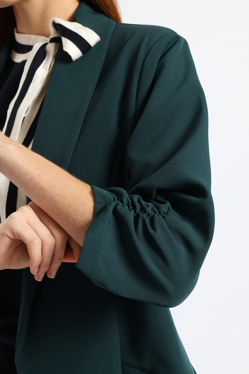 Gauged Sleeve Blazer - Bottle