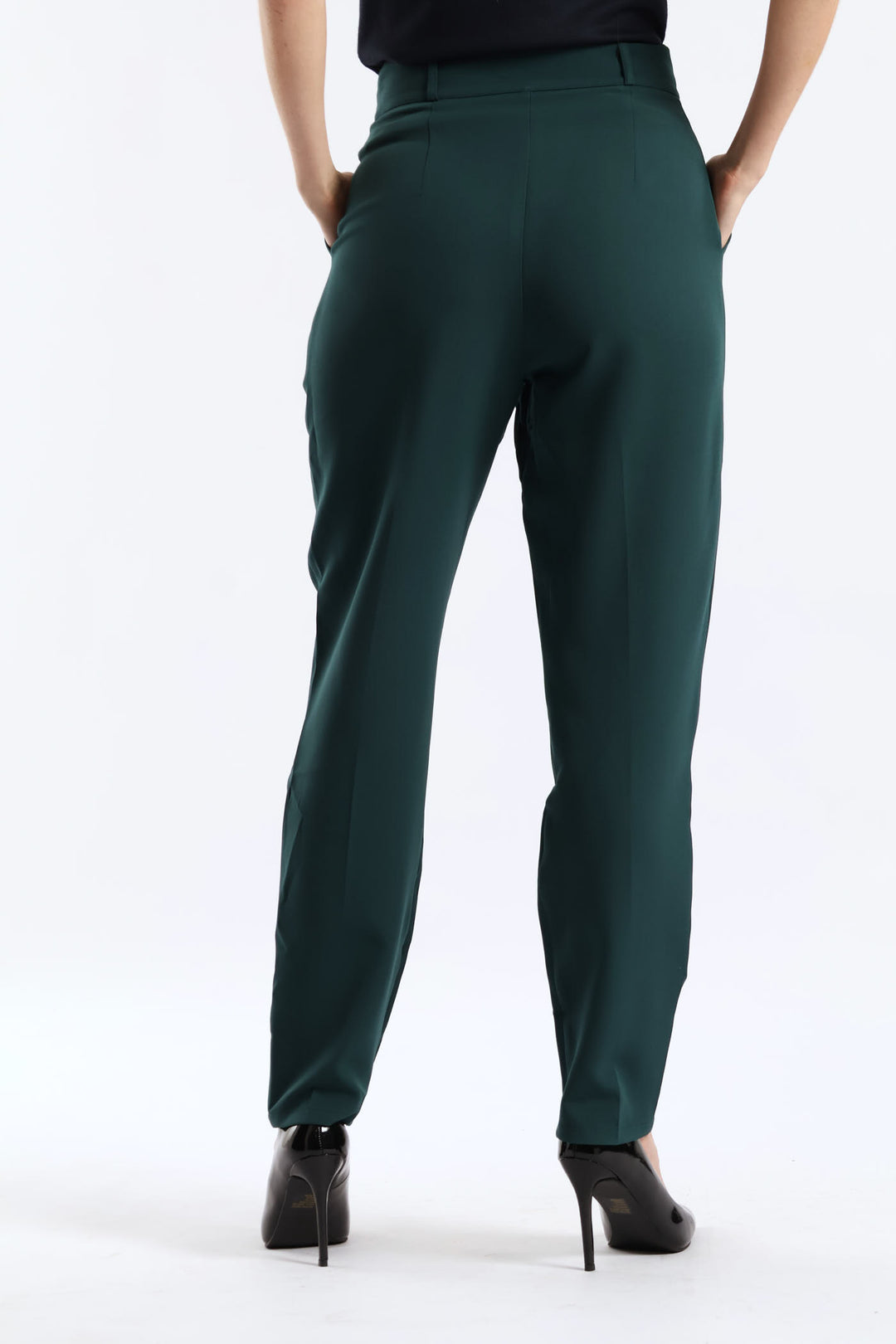 Double Button Slim Leg Pant - Bottle Green