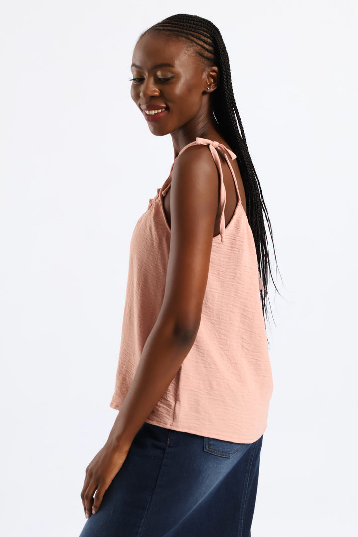 Shoulder Ties Swing Cami - Blush