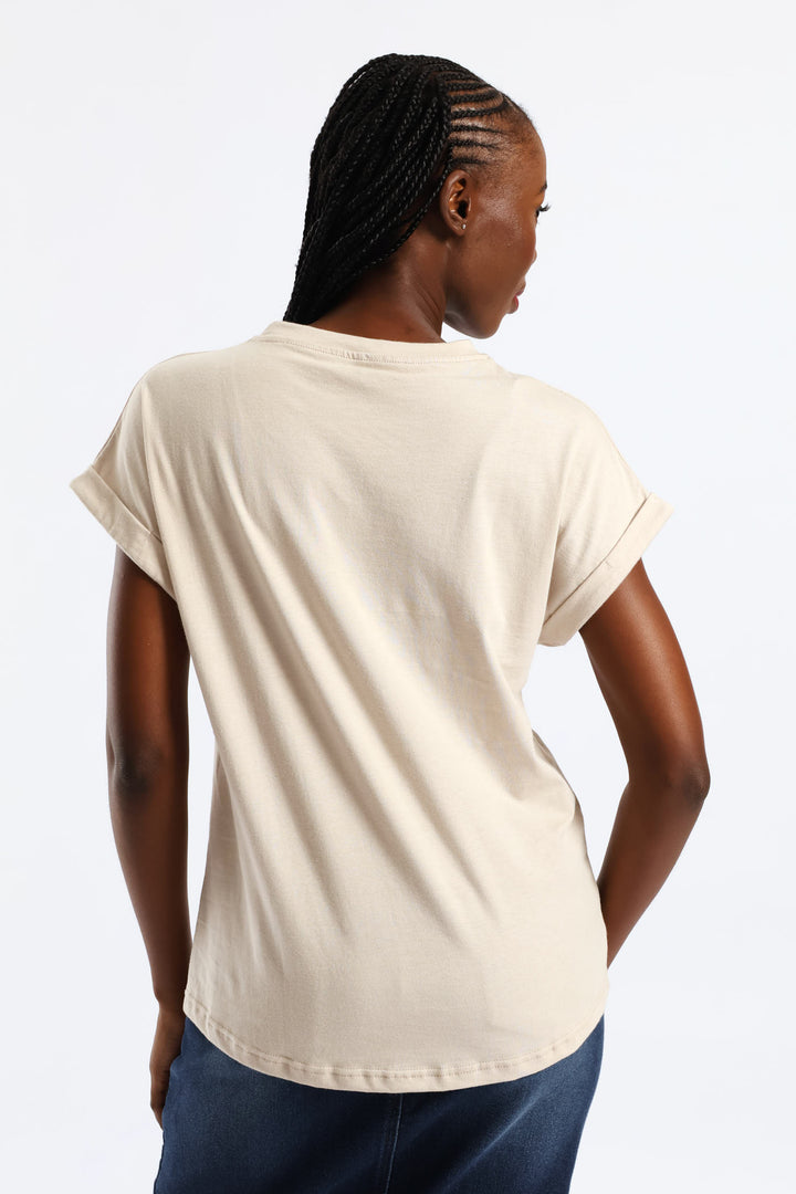 Daisy Square Foil Muscle Tee - Stone