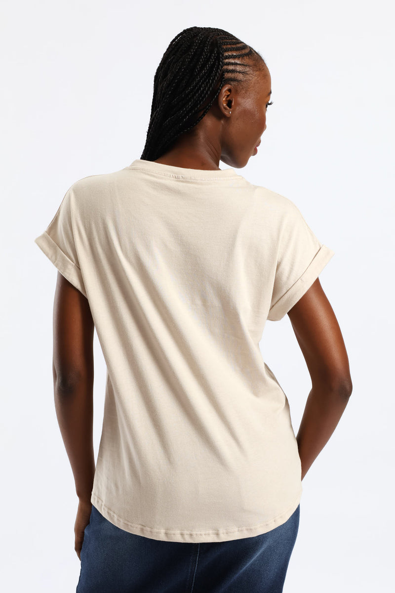 Daisy Square Foil Muscle Tee - Stone