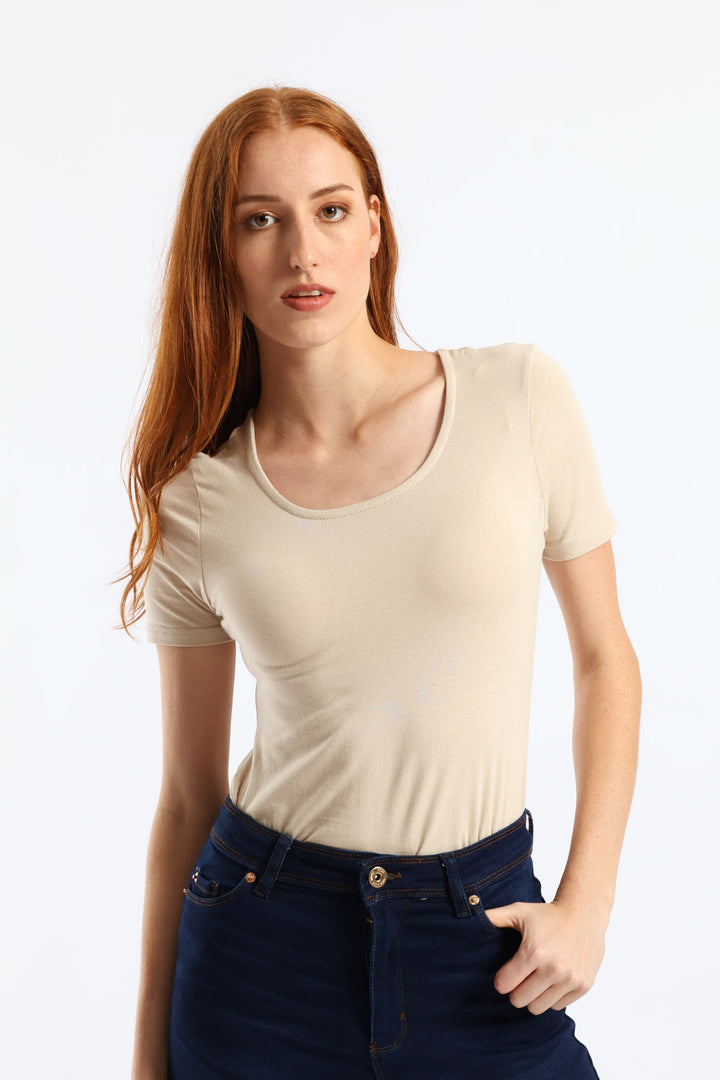 Scoop Neck Bodysuit - Stone