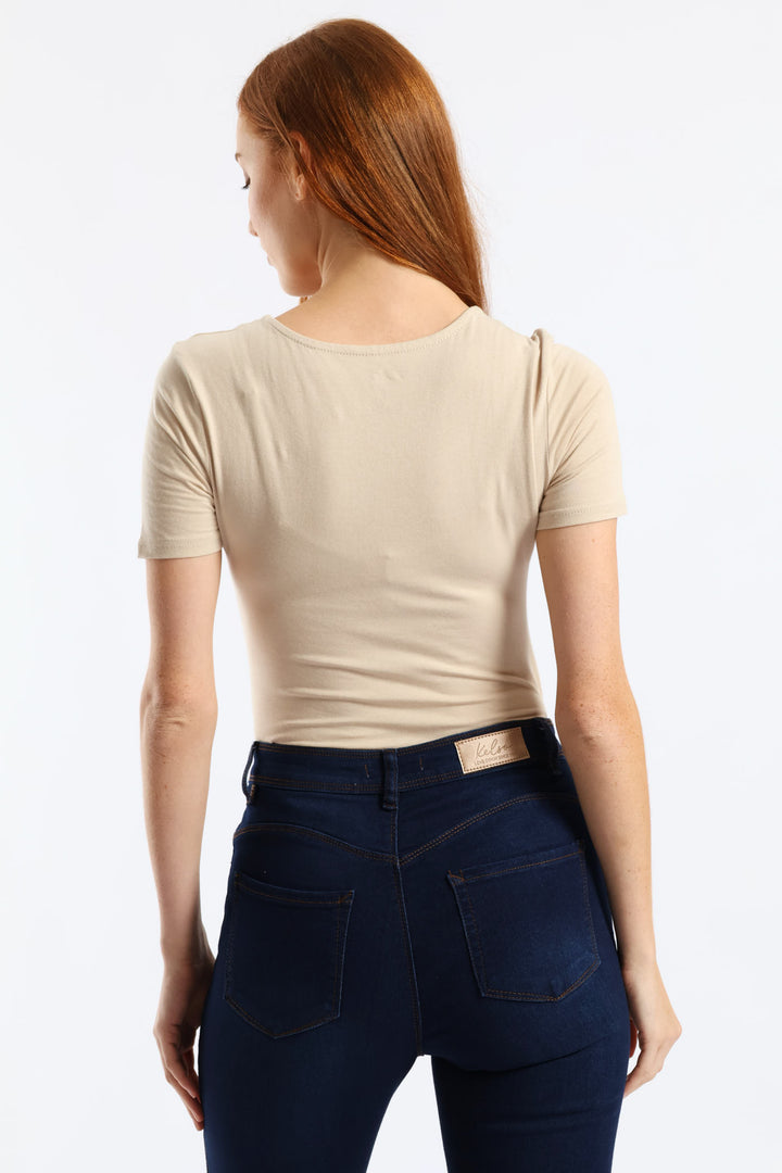 Scoop Neck Bodysuit - Stone